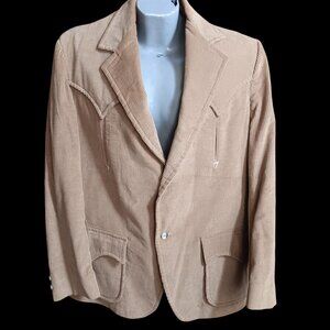 XL 48L Vintage Cowboy Blazer Jacket Mens Corduroy Tregos Oklahoma 1970's Rancher